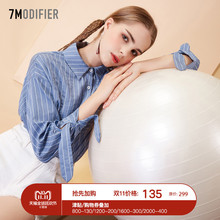 蓝白条纹衬衫2018秋冬新款韩版潮学生衬衣口袋时尚小心机上衣女装图片