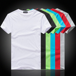 纯白T恤短袖男宽松打底衫批发空白纯棉圆领广告衫定制班服印logo