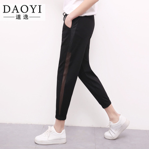 ins超火网纱九分运动裤