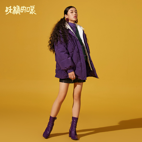 妖精的口袋韩版中长款加厚外套冬装2018新款保暖白鸭绒羽绒服女商品大图