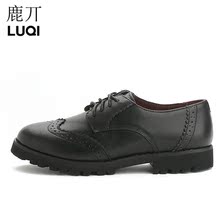 牛皮革圆头厚底柏蟠单鞋 英伦风复古女鞋 女鞋 鹿丌LUQI春秋新款
