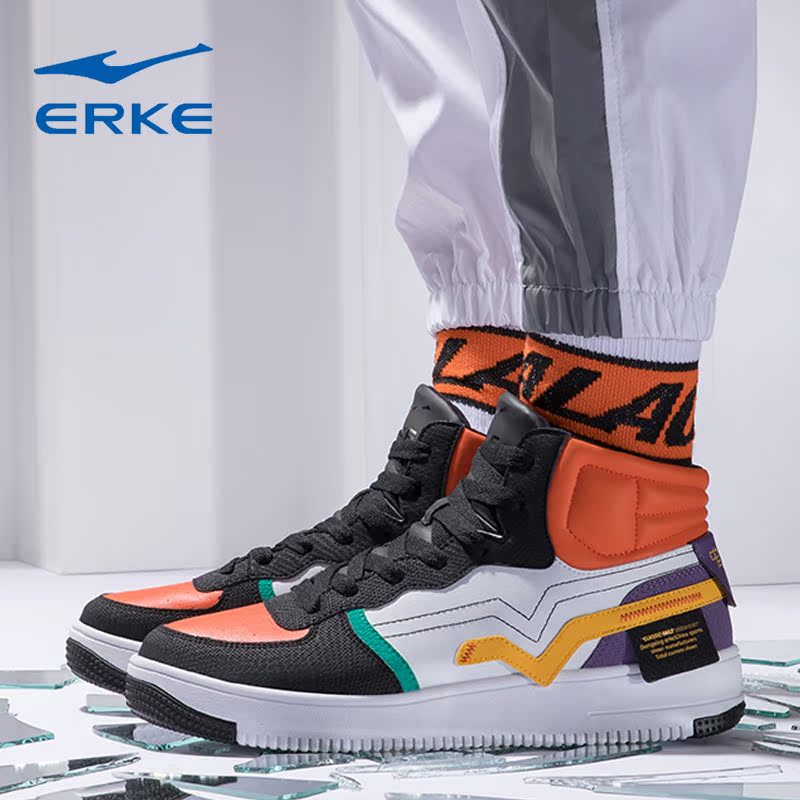 ERKE Sports Shoes Men's Autumn and Winter High top Board Shoes Winter Wear resistant Skate shoe Professional Genuine Autumn and Winter Men's Shoes