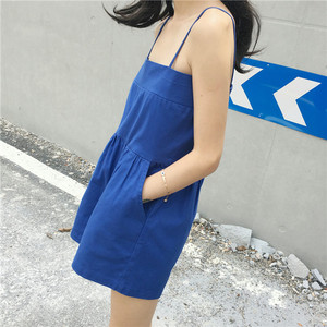 一字肩工装时髦吊带连体裤