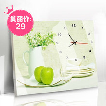 饰画餐厅挂画配电箱遮挡墙画水晶单幅无框画壁画 2019钟表客厅装