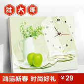 饰画餐厅挂画配电箱遮挡墙画水晶单幅无框画壁画 圣诞节钟表客厅装