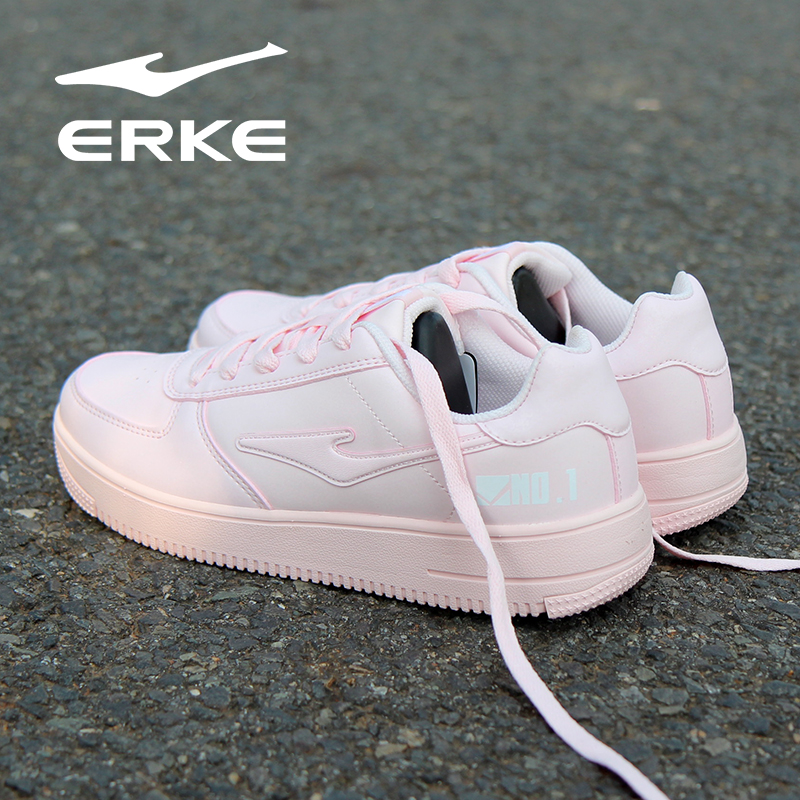 ERKE Women's Shoes, Board Shoes, Genuine Casual Small White Shoes, Pink, Fall 2019 Sneakers, Fashion, Versatile Women