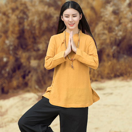 唐装女汉服复古中式盘扣改良旗袍棉麻上衣中国风禅意女装茶艺服装商品大图