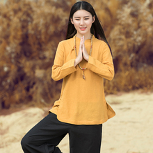 唐装女汉服复古中式盘扣改良旗袍棉麻上衣中国风禅意女装茶艺服装图片