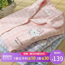 产后纯棉纱布月子服产妇喂奶衣春秋家居服套装 孕妇哺乳睡衣夏薄款