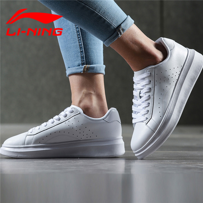 Clear Warehouse Li Ning Women's Shoes Casual Shoes Autumn and Winter Skateboarding Shoes Leather Waterproof Running Shoes Women's Off Size Sports Shoes