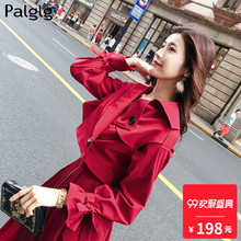 秋季外套2018新款时尚韩版气质女装长袖风衣红色短款修身休闲上衣图片