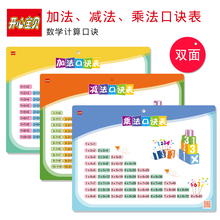 开心宝贝 小学生加法减法乘法口诀表 儿童数学启蒙九九口诀表