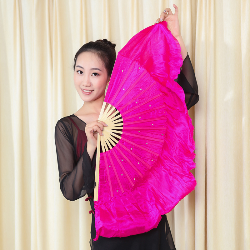 一片绿叶舞蹈真丝扇子秧歌扇子真丝舞蹈扇子扇