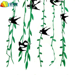 幼儿园装饰开学春天春季走廊教室吊饰空中挂饰无纺布树叶柳条燕子