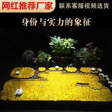 黄金樟根雕茶盘满榴花整块黄金樟茶盘长方形功夫茶海家用客厅茶台