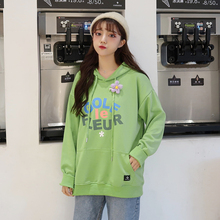 wang牛油果绿古着帽衫 Converse匡威小花联名连帽卫衣女golf