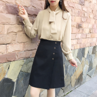 黑色中裙半身裙女2018春秋新款显瘦高腰a字大码职业A型学生裙子夏