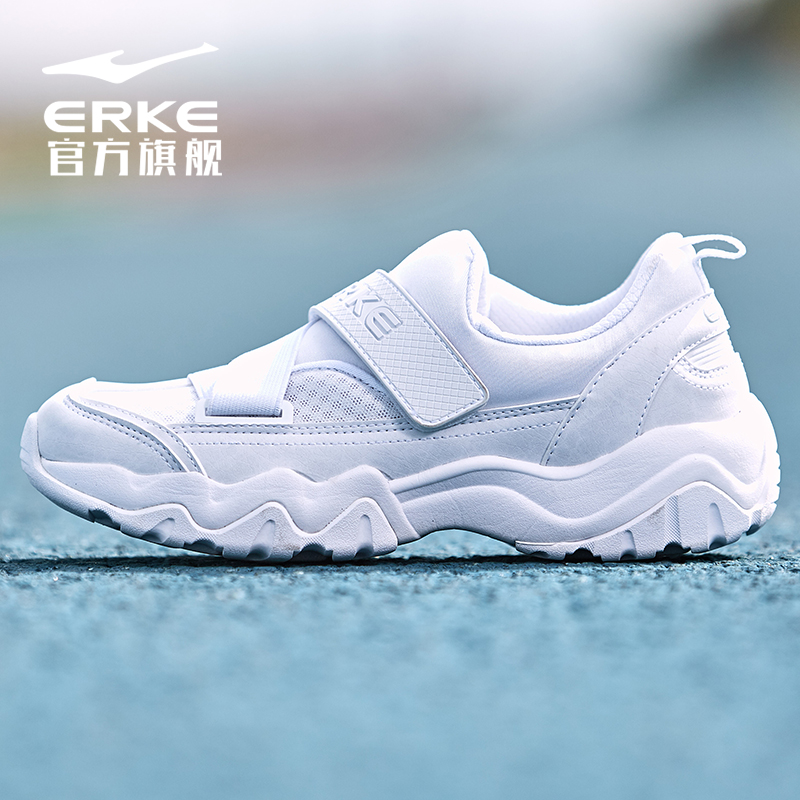 ERKE Sports Shoes Women's Shoes 2019 New Student Korean Version Velcro Casual Women's Light Breathable Running Shoes