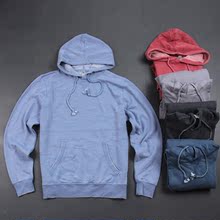 水洗做旧风 肥胖大码简约连帽春秋加绒休闲运动卫衣外套头男装