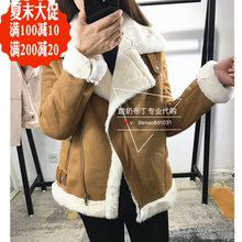 正品专柜拉夏贝尔/la chapelle2017冬10013502翻毛机车服上衣外套图片