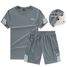 夏运动套装男士速干健身短裤休闲两件薄款运动衣服装短袖跑步服
