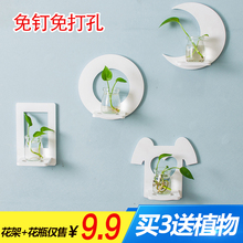 饰卧室墙面墙上装 饰品创意家居壁挂水培玻璃花瓶挂墙花盆 墙壁装