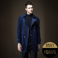 翻领呢大衣外套男衣服潮B164102045 英伦风中长款 PINLI品立男装
