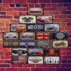 15*31CM足球队汽车机车哈雷系列复古做旧车牌铁皮画精致装修壁饰