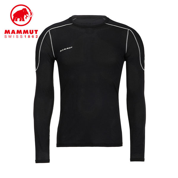 MAMMUT/猛犸象 男士户外运动速干轻便防晒修身黑色长袖上衣T恤