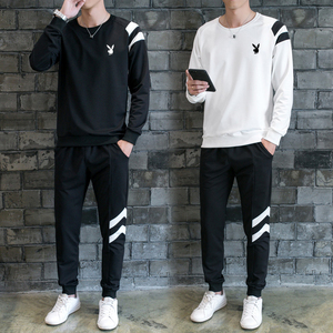 2019春季新款男士潮流百搭套装韩版修身时尚青年运动套装休闲卫衣
