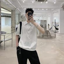 潮流翻领polot恤港风 夏季白色纯棉潮男保罗宽松短袖 查理uncle