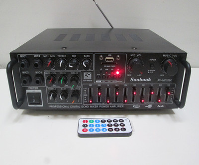 220V/12V户外家用电脑桌面卡拉OK大功率摇控EQ均衡插卡功放机音响