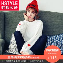韩都衣舍2018秋装新款女装韩版学生宽松绣花慵懒潮卫衣KY10716湲图片