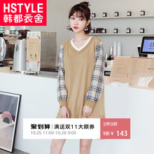 韩都衣舍2018秋装新款女装韩版裙子长袖荷叶边a字连衣裙IG8280僥图片