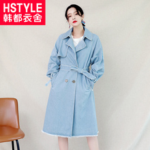 韩都衣舍2018韩版女装秋装新款牛仔潮chic宽松外套风衣EQ12348婋图片