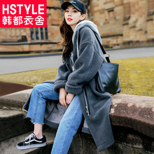 预售韩都衣舍2018冬装新款女装韩版中长款连帽显瘦棉服女GS9439緈图片