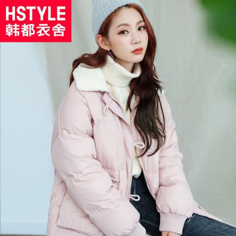 韩都衣舍2018韩版女装冬装新款宽松拼接中长款外套羽绒服YK9510鲲商品大图