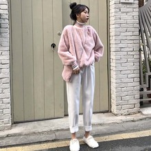 秋冬2018新款女装两件套加绒加厚宽松卫衣加呢子休闲裤时尚套装潮