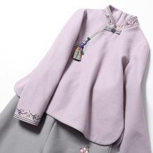 唐装女民国风两件套汉服冬装女改良旗袍茶服中国风女装古装禅服女图片