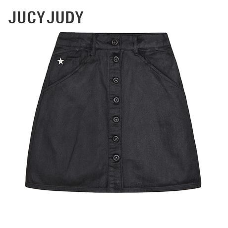 Jucy Judy秋季女装A字裙韩版时尚休闲自然腰黑色短裙潮流JQSK521D商品大图