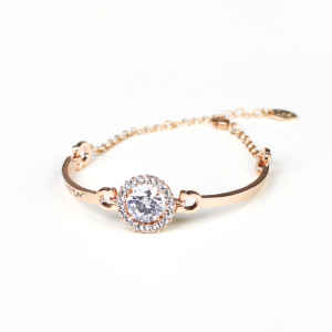 可爱简约气质锆石玫瑰金手链手镯