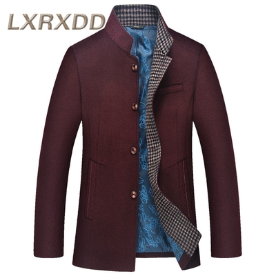 LX男装2017冬季新款男式棉衣外套中长款纯色棉服男士加厚羊毛7941