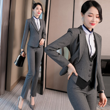 职业套装西装女秋新款美容师时尚韩版白领工作服女正装马甲小香风