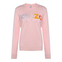 预售 KENZO/高田贤三 浅粉色纯羊毛撞色字母刺绣女士套头衫图片