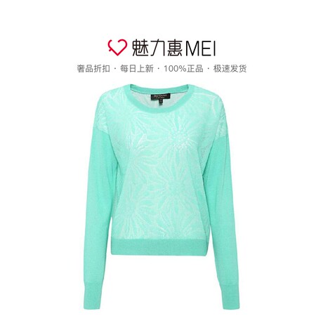Juicy Couture 草绿色圆领镂空时尚女士长袖针织上衣商品大图