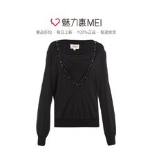 预售 Ports/宝姿 黑色羊毛水钻装饰宽松秋冬女士长袖毛衣图片