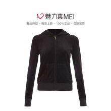 Juicy Couture 黑色丝绒烫金LOGO女士长袖连帽外套图片