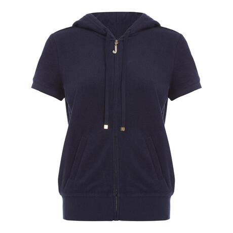 Juicy Couture 深蓝色棉质短袖女士丝绒连帽拉链外套商品大图