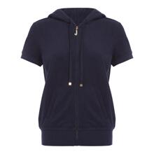 Juicy Couture 深蓝色棉质短袖女士丝绒连帽拉链外套图片