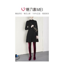 预售 Mo＆Co．/摩安珂 黑色针织长袖露背收腰连衣裙图片